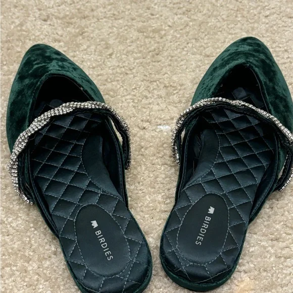 Birdies Green Velvet Women's Shoes The Swan - Picture 1 of 2